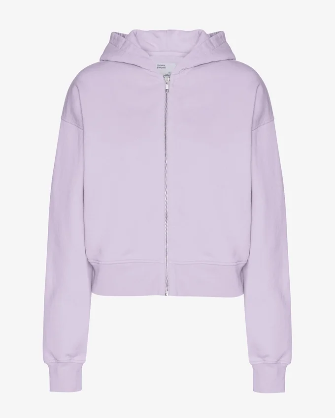 Bio-Crop-Kapuzenjacke mit Reißverschluss – Zartes Lavendel