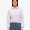 Bio-Crop-Kapuzenjacke mit Reißverschluss – Zartes Lavendel
