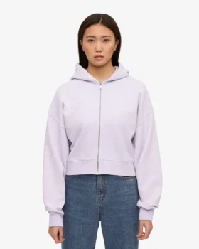 Bio-Crop-Kapuzenjacke mit Reißverschluss – Zartes Lavendel