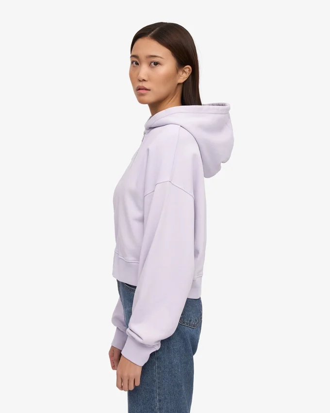 Bio-Crop-Kapuzenjacke mit Reißverschluss – Zartes Lavendel