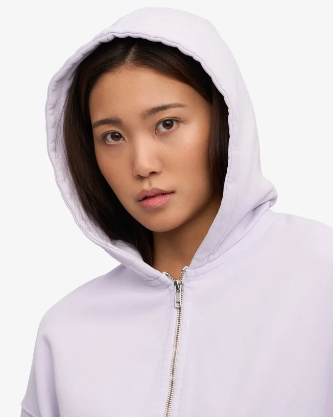 Bio-Crop-Kapuzenjacke mit Reißverschluss – Zartes Lavendel
