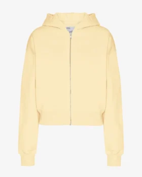 Bio-Crop-Kapuzenjacke mit Reißverschluss – Zartgelb