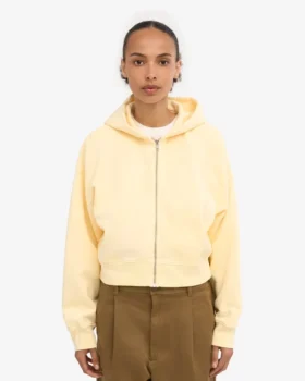 Bio-Crop-Kapuzenjacke mit Reißverschluss – Zartgelb