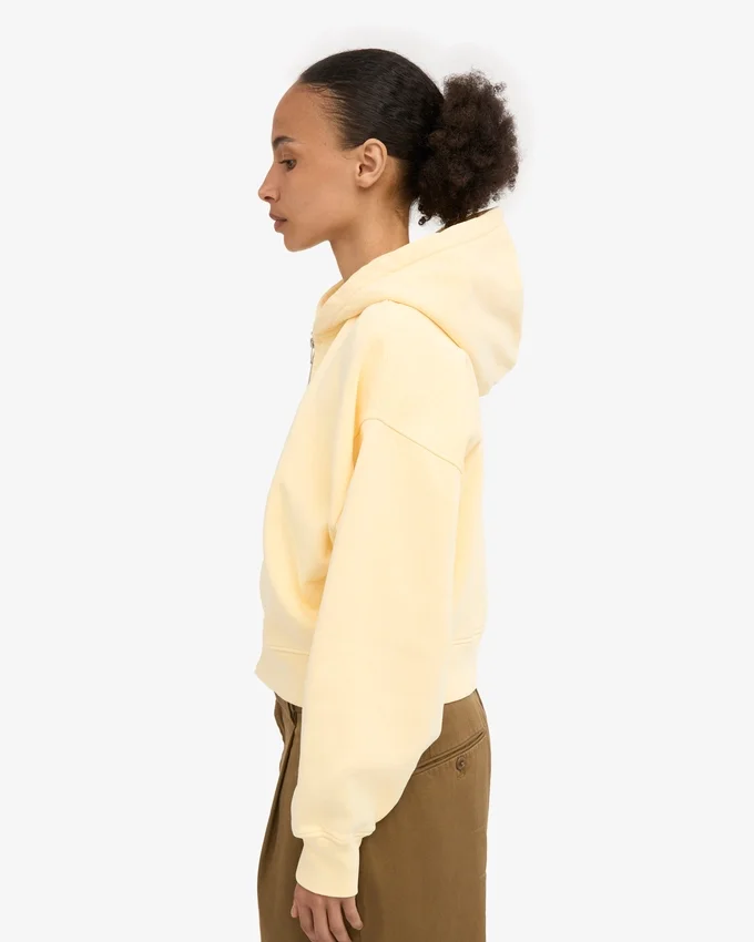 Bio-Crop-Kapuzenjacke mit Reißverschluss – Zartgelb