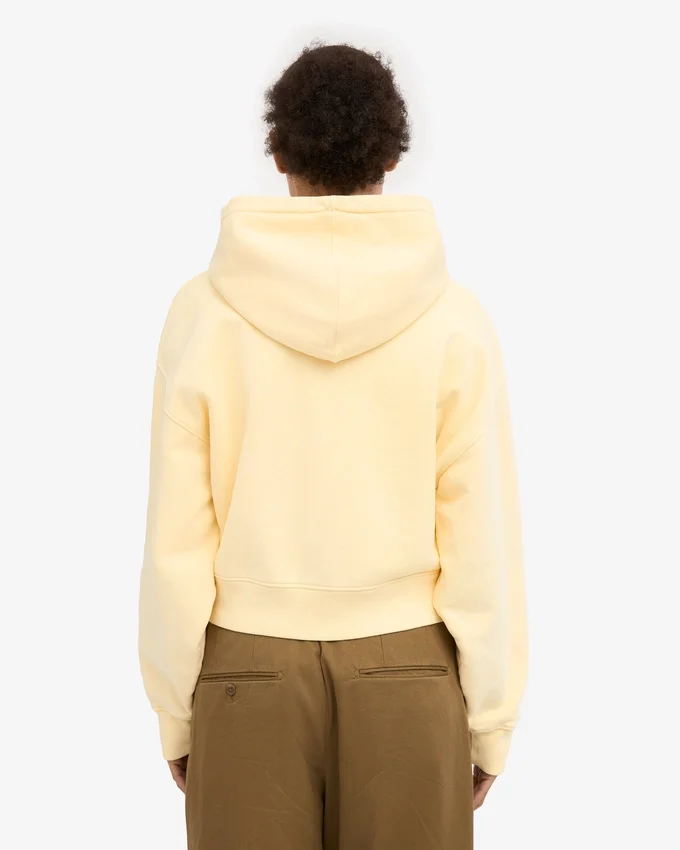 Bio-Crop-Kapuzenjacke mit Reißverschluss – Zartgelb