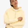Bio-Crop-Kapuzenjacke mit Reißverschluss – Zartgelb