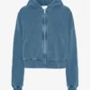 Bio-Crop-Kapuzenpullover mit Reißverschluss – Faded Indigo
