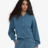 Bio-Crop-Kapuzenpullover mit Reißverschluss – Faded Indigo
