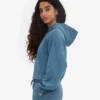 Bio-Crop-Kapuzenpullover mit Reißverschluss – Faded Indigo