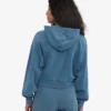 Bio-Crop-Kapuzenpullover mit Reißverschluss – Faded Indigo