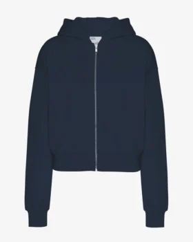Bio-Crop-Kapuzenpullover mit Reißverschluss – Marineblau