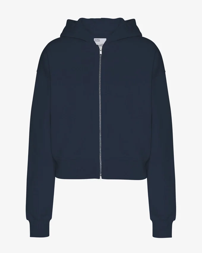 Bio-Crop-Kapuzenpullover mit Reißverschluss – Marineblau