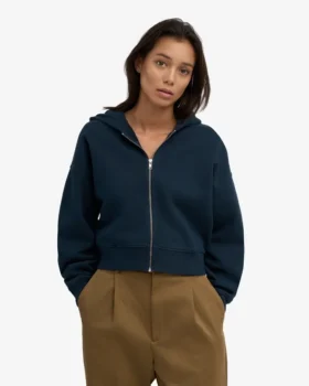 Bio-Crop-Kapuzenpullover mit Reißverschluss – Marineblau