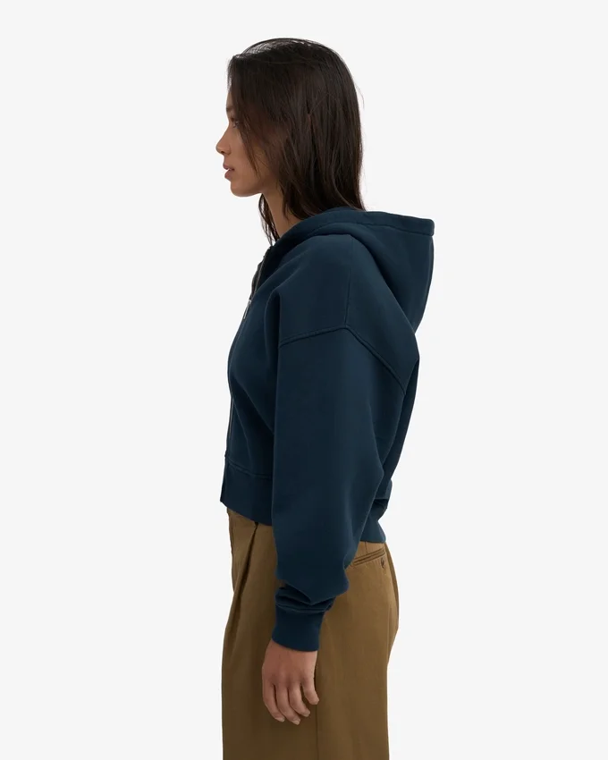 Bio-Crop-Kapuzenpullover mit Reißverschluss – Marineblau