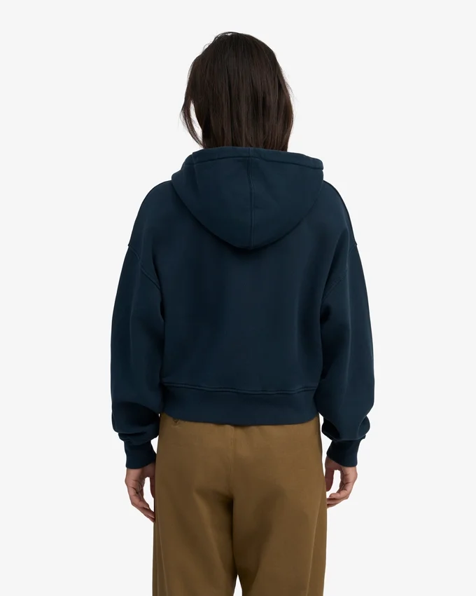Bio-Crop-Kapuzenpullover mit Reißverschluss – Marineblau