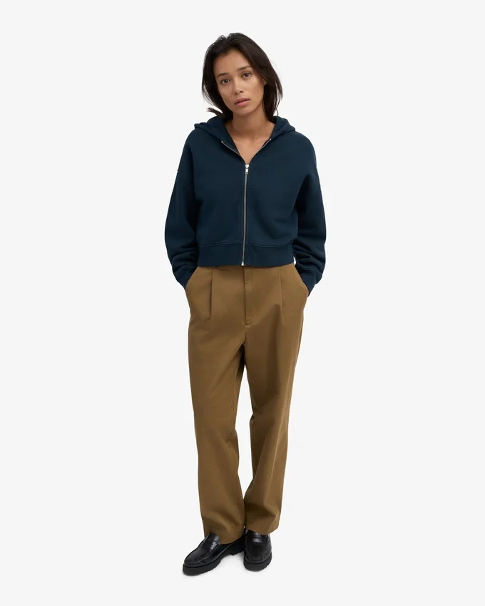 Bio-Crop-Kapuzenpullover mit Reißverschluss – Marineblau
