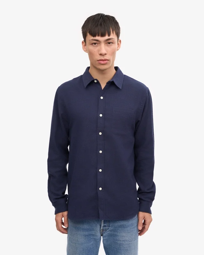 Bio-Flanellhemd – Marineblau