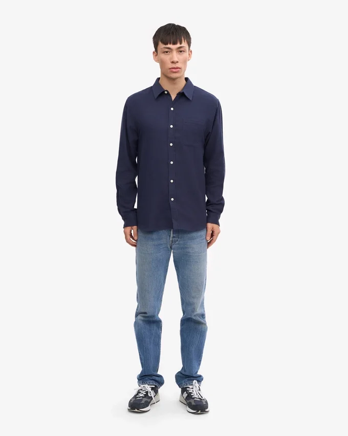 Bio-Flanellhemd – Marineblau