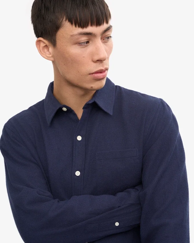Bio-Flanellhemd – Marineblau