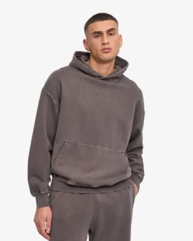 Bio-Hoodie in Oversize – Ausgewaschenes Schlammgrau