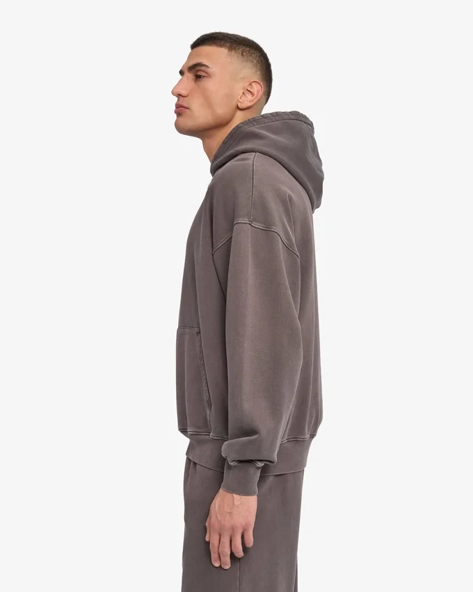 Bio-Hoodie in Oversize – Ausgewaschenes Schlammgrau