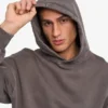 Bio-Hoodie in Oversize – Ausgewaschenes Schlammgrau