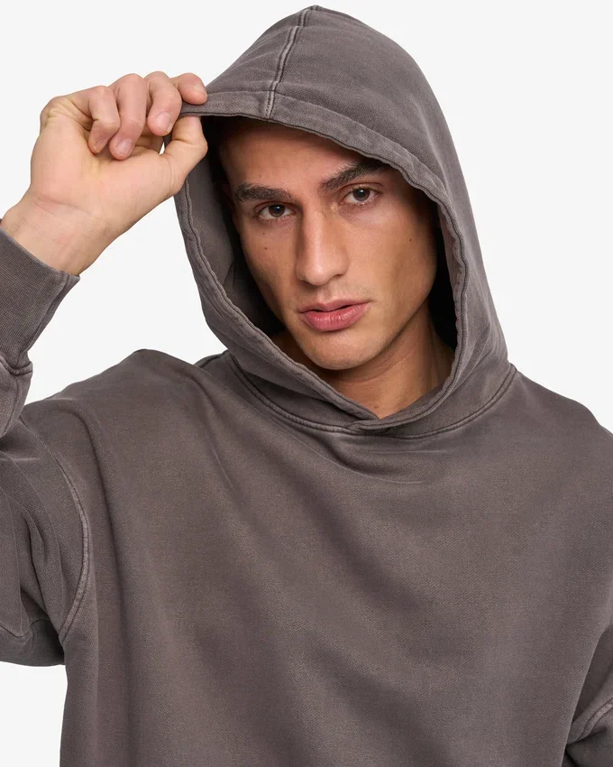 Bio-Hoodie in Oversize – Ausgewaschenes Schlammgrau