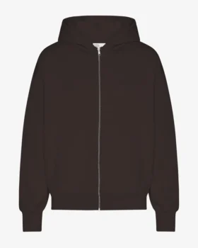Bio-Hoodie mit Reißverschluss, Oversize – Kaffeebraun
