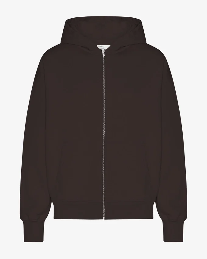 Bio-Hoodie mit Reißverschluss, Oversize – Kaffeebraun