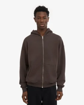 Bio-Hoodie mit Reißverschluss, Oversize – Kaffeebraun