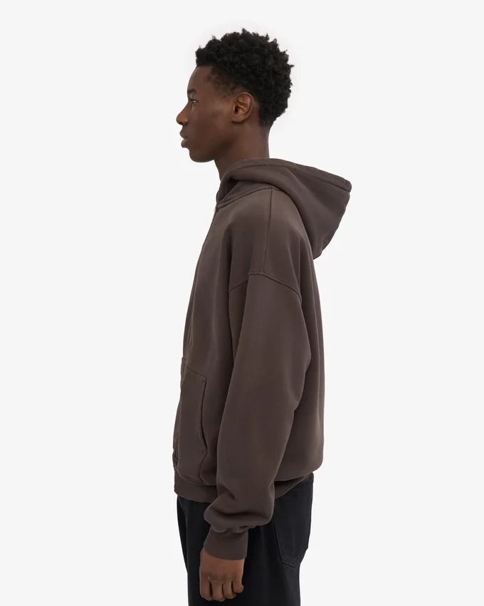 Bio-Hoodie mit Reißverschluss, Oversize – Kaffeebraun