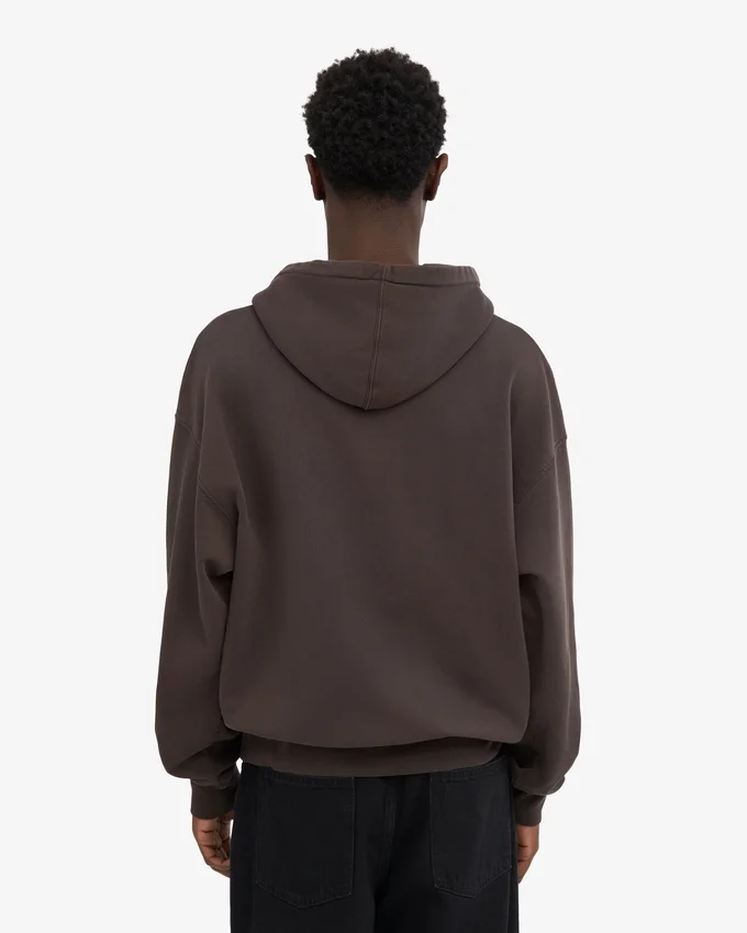 Bio-Hoodie mit Reißverschluss, Oversize – Kaffeebraun