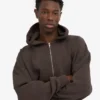 Bio-Hoodie mit Reißverschluss, Oversize – Kaffeebraun