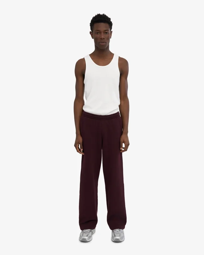 Bio-Jogginghose mit geradem Bein – Oxblood-Rot