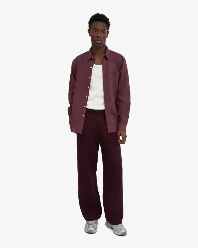 Bio-Jogginghose mit geradem Bein – Oxblood-Rot