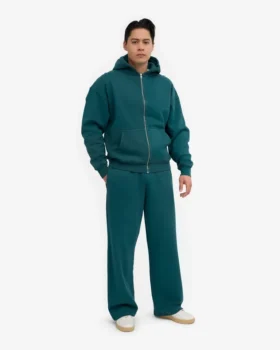 Bio-Jogginghose mit geradem Bein – Ozeangrün