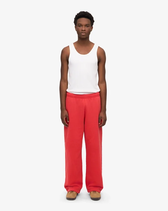 Bio-Jogginghose mit geradem Bein – Red Tangerine