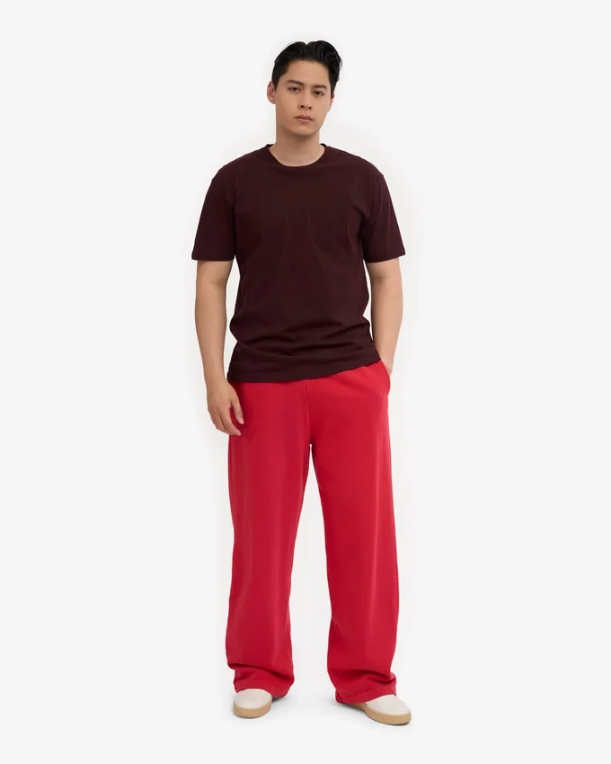 Bio-Jogginghose mit geradem Bein – Scharlachrot