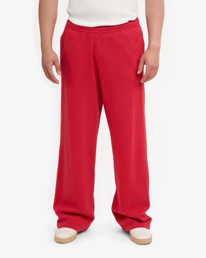 Bio-Jogginghose mit geradem Bein – Scharlachrot