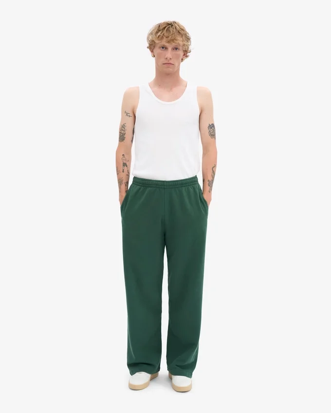 Bio-Jogginghose mit geradem Bein – Smaragdgrün