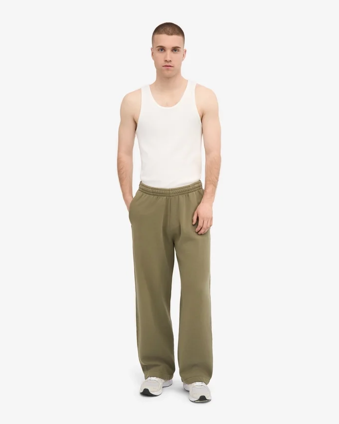 Bio-Jogginghose mit geradem Bein – Staubiges Oliv