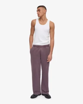 Bio-Jogginghose mit geradem Bein – verblasstes Traubenblau