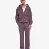 Bio-Jogginghose mit geradem Bein – verblasstes Traubenblau