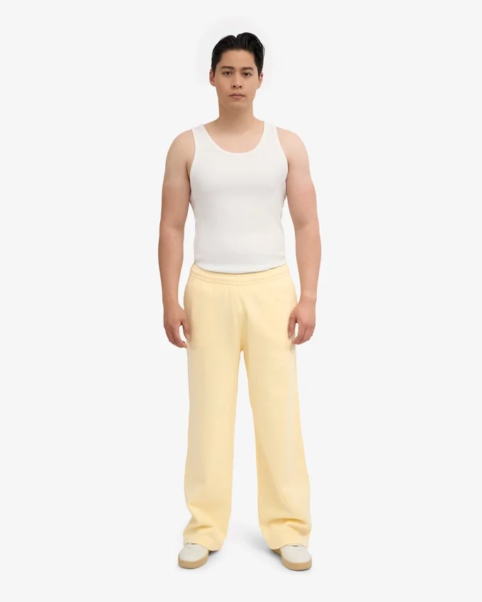 Bio-Jogginghose mit geradem Bein – Zartgelb