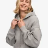 Bio-Kapuzenjacke mit Reißverschluss – meliertes Grau