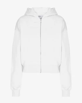 Bio-Kapuzenjacke mit Reißverschluss – Optisches Weiß