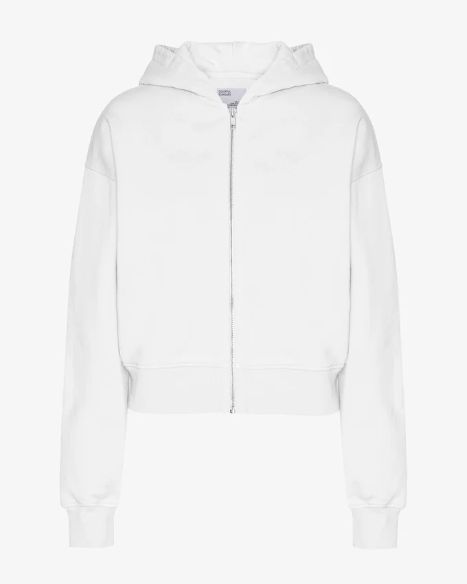 Bio-Kapuzenjacke mit Reißverschluss – Optisches Weiß