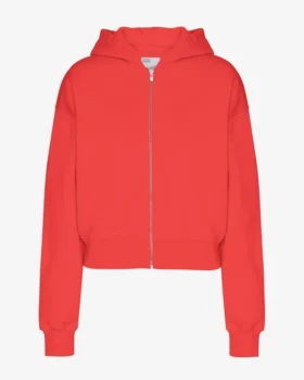 Bio-Kapuzenjacke mit Reißverschluss – Red Tangerine