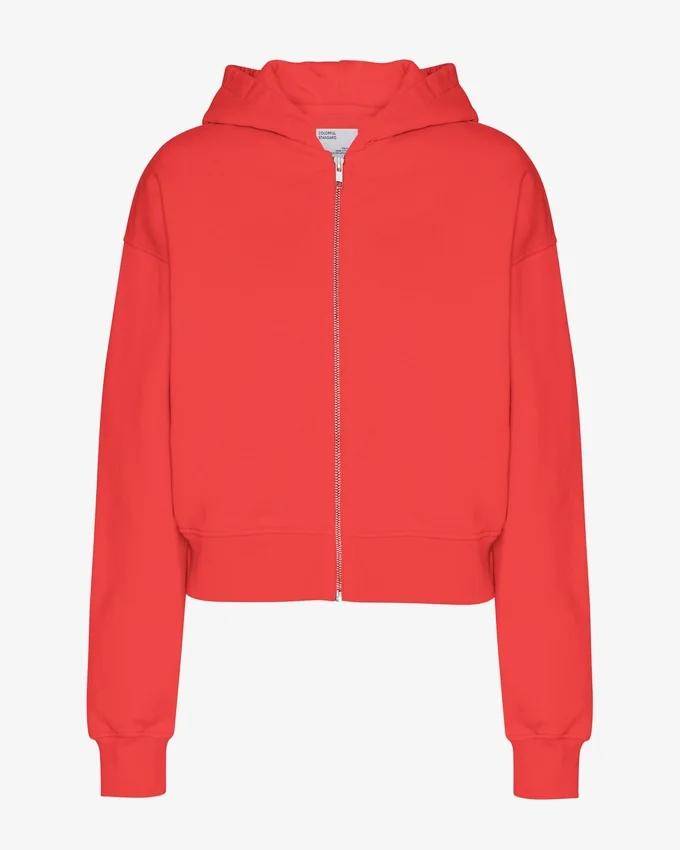 Bio-Kapuzenjacke mit Reißverschluss – Red Tangerine
