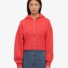 Bio-Kapuzenjacke mit Reißverschluss – Red Tangerine